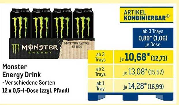 Monster Energy Drink · Verschiedene Sorten 12 x 0,5-l-Dose (zzgl. Pfand)