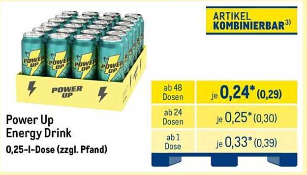 Power Up Energy Drink 0,25-l-Dose (zzgl. Pfand)