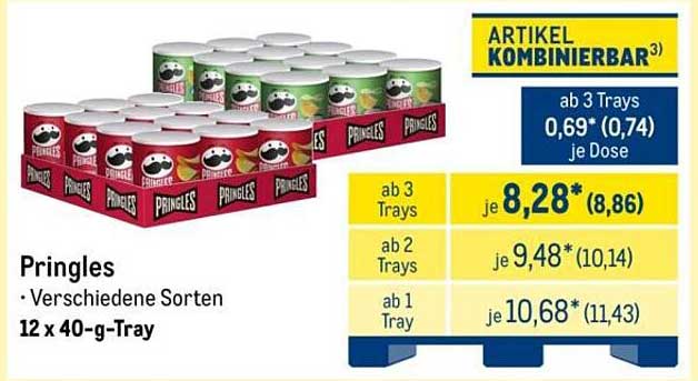 Pringles • Verschiedene Sorten 12 x 40-g-Tray