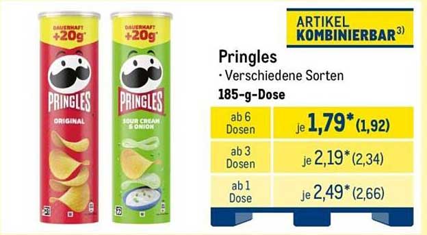 Pringles • Verschiedene Sorten 185-g-Dose