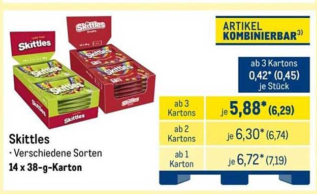 Skittles - Verschiedene Sorten 14 x 38-g-Karton