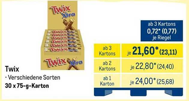 Twix Xtra Verschiedene Sorten 30 x 75-g-Karton