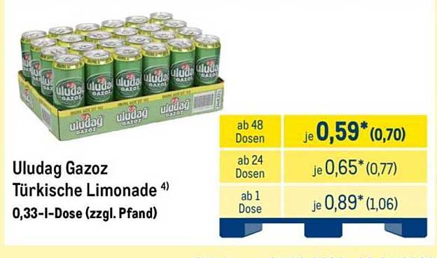 Uludag Gazoz Türkische Limonade 0,33-l-Dose (zzgl. Pfand)