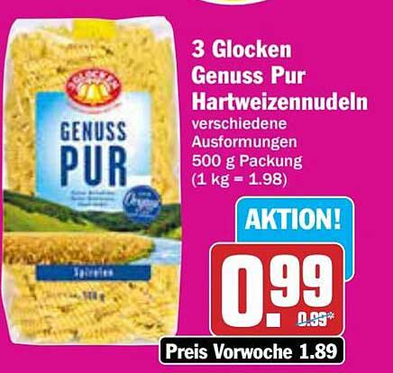 3 Glocken Genuss Pur Hartweizennudeln