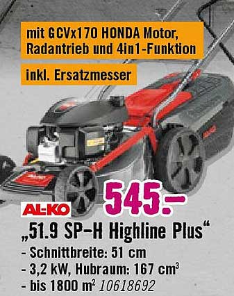 AL-KO 51.9 SP-H Highline Plus Rasenmäher