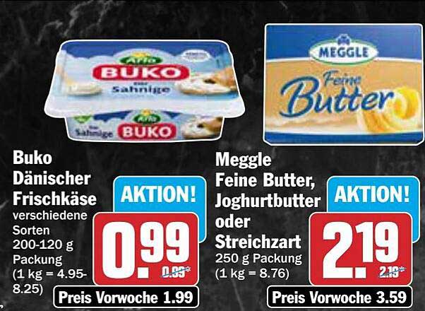 Buko Dänischer Frischkäse oder Meggle Feine Butter/Aktion