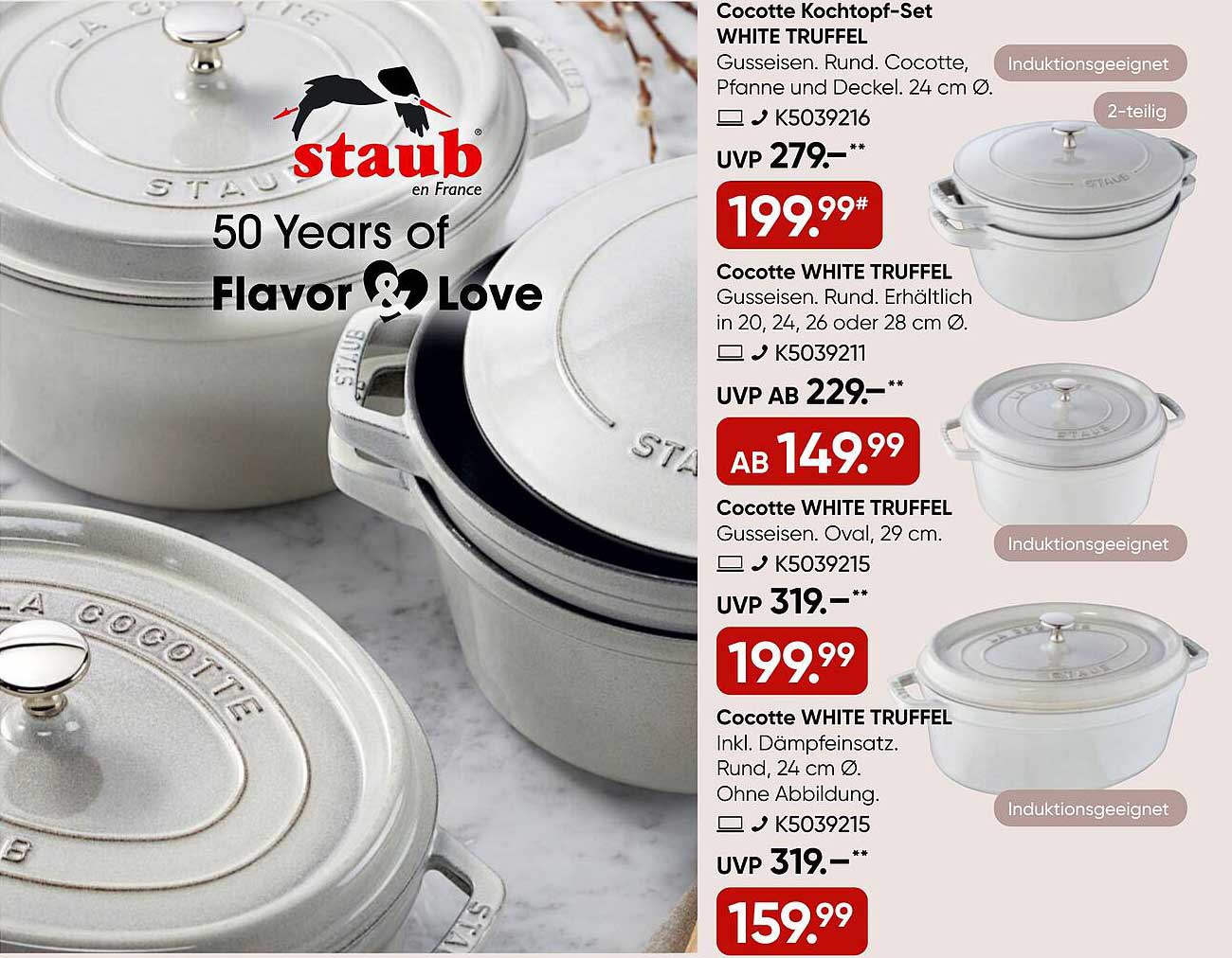 Cocotte Kochtopf-Set WHITE TRUFFEL von Staub