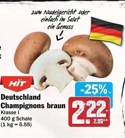 Deutschland Champignons braun Klasse I 400 g Schale