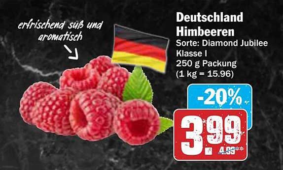 Deutschland Himbeeren Sorte: Diamond Jubilee Klasse I 250 g Packung