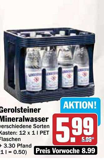 Gerolsteiner Mineralwasser, Kasten: 12 x 1 PET Flaschen