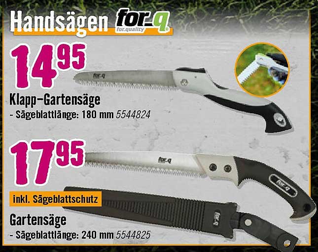 Handsägen von for-q – Klapp-Gartensäge und Gartensäge im Angebot