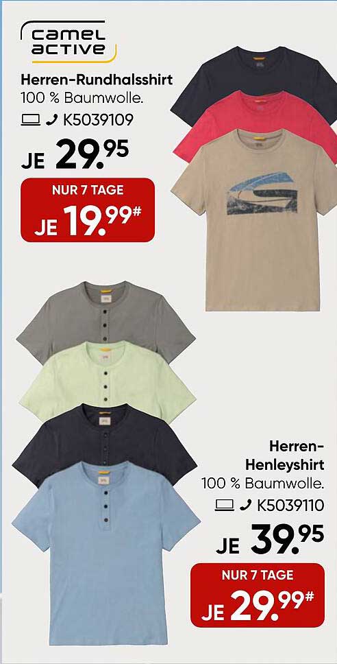 Herren-Rundhalsshirt 100 % Baumwolle - Nur 19,99 € für begrenzte Zeit!