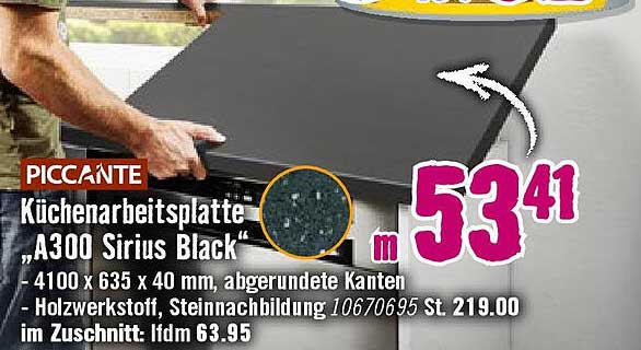 Küchenarbeitsplatte „A300 Sirius Black“