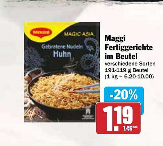 Maggi Gebratene Nudeln im Beutel – Huhn