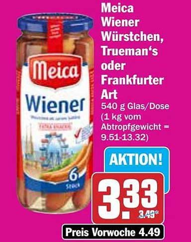 Meica Wiener Würstchen, Trueman's oder Frankfurter Art