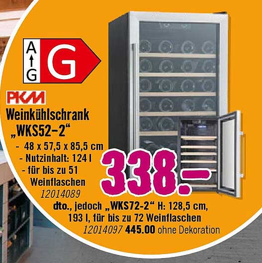 PKM Weinkühlschrank "WKS52-2" - für den perfekten Weingenuss