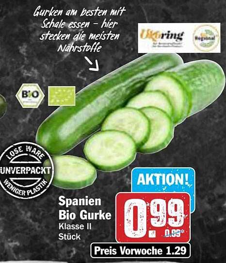 Spanien Bio Gurke Klasse II Stück