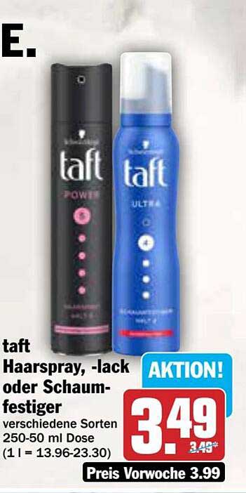 taft Haarspray, -lack oder Schaumfestiger verschiedene Sorten 250-50 ml Dose