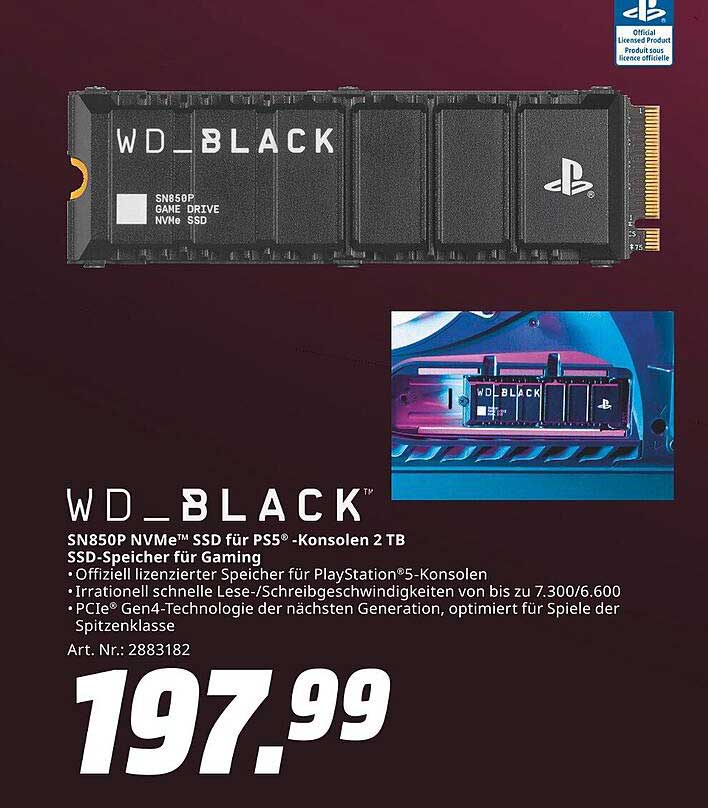 WD_BLACK SN850P NVMe SSD für PS5 Konsolen 2 TB – SSD-Speicher für Gaming