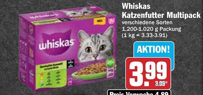 Whiskas Katzenfutter Multipack verschiedene Sorten