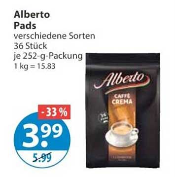 Alberto Pads verschiedene Sorten 36 Stück je 252-g-Packung 1 kg = 15.83