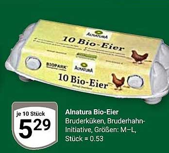 Alnatura Bio-Eier Bruderküken, Bruderhahn-Initiative, Größen: M-L, Stück = 0.53