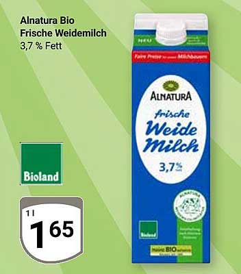 Alnatura Bio Frische Weidemilch 3,7 % Fett