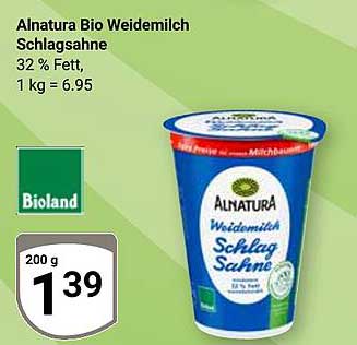 Alnatura Bio Weidemilch Schlagsahne