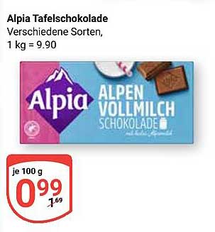 Alpia Tafelschokolade Verschiedene Sorten, 1 kg = 9.90
