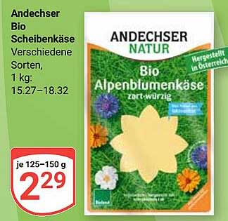 Andechser Bio Scheibenkäse Verschiedene Sorten 1 kg
