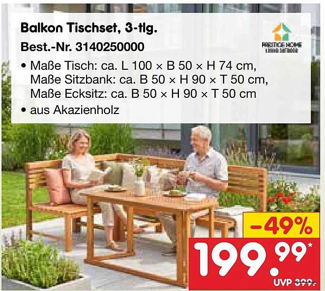 Balkon Tischset, 3-tlg.