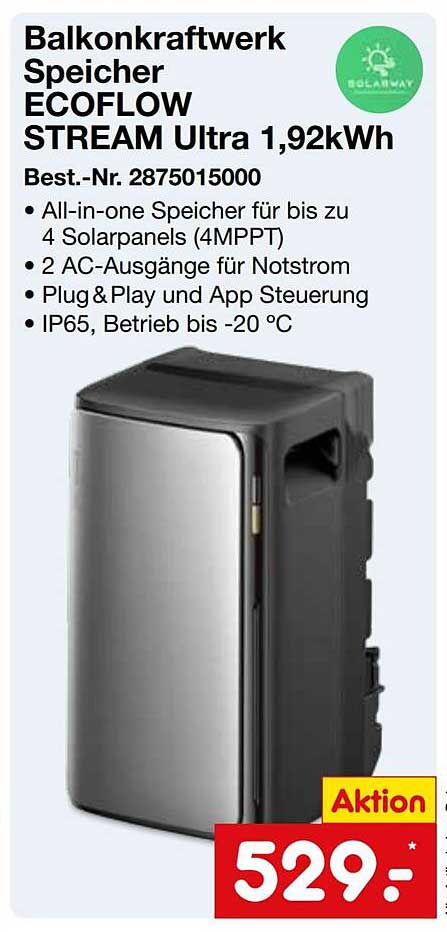 Balkonkraftwerk Speicher ECOFLOW STREAM Ultra 1,92kWh