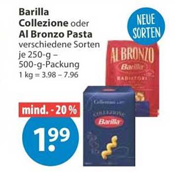 Barilla Collezione oder Al Bronzo Pasta verschiedene Sorten je 250-g- – 500-g-Packung 1 kg = 3.98 – 7.96