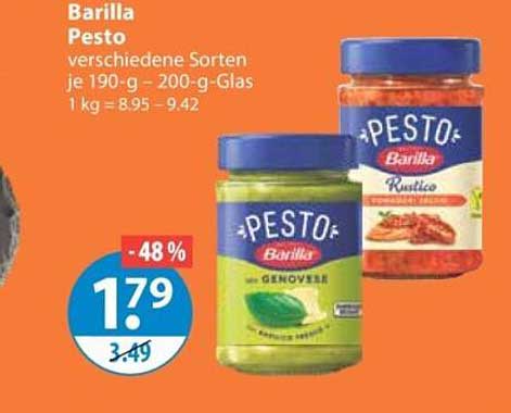 Barilla Pesto verschiedene Sorten je 190-g-200-g-Glas 1 kg = 8,95 - 9,42