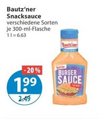 Bautz'ner Snacksauce verschiedene Sorten je 300-ml-Flasche 1 l = 6.63