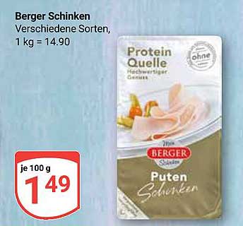 Berger Schinken Verschiedene Sorten, 1 kg = 14,90