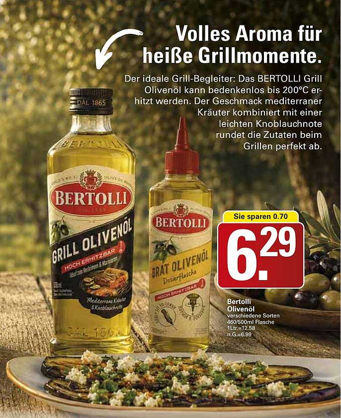 Bertolli Olivenöl verschiedene Sorten 460/500ml Flasche 1Ltr.=12.58 n.G.=6.99