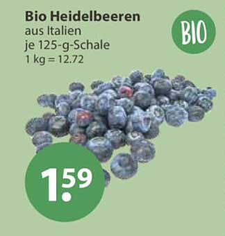 Bio Heidelbeeren aus Italien je 125-g-Schale 1 kg = 12.72