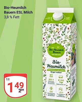 Bio-Heumilch Bauern ESL Milch 3,8 % Fett