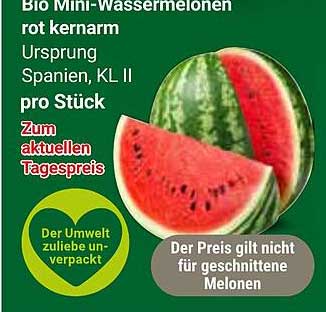Bio Mini-Wassermelonen rot kernarm