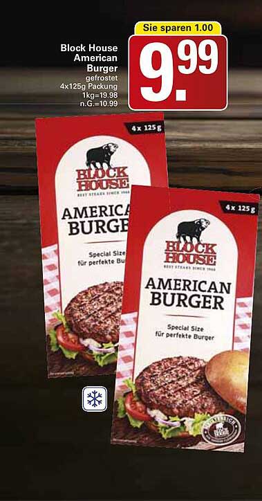 Block House American Burger gefrostet 4x125g Packung