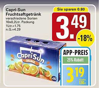 Capri-Sun Fruchtsaftgetränk verschiedene Sorten 10x0,2Ltr. Packung