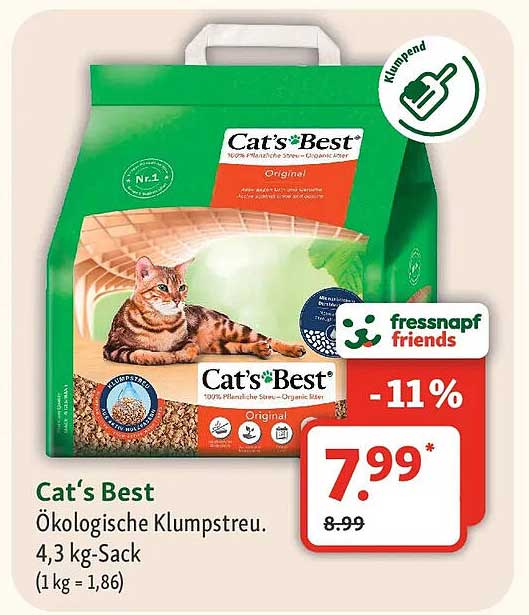 Cat's Best Ökologische Klumpstreu, 4,3 kg-Sack