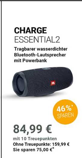 CHARGE ESSENTIAL2 Tragbarer wasserdichter Bluetooth-Lautsprecher mit Powerbank