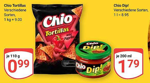 Chio Tortillas Verschiedene Sorten, 1 kg = 9.00