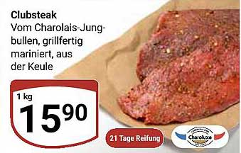 Clubsteak Vom Charolais-Jungbullen, grillfertig mariniert, aus der Keule