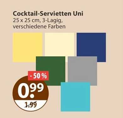 Cocktail-Servietten Uni
