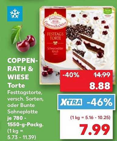 COPPEN-RATH & WIESE Torte Festtagstorte, versch. Sorten, oder Bunte Sahneplatte je 780 - 1550-g-Packg. (1 kg = 5.73 - 11.39)