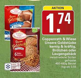 Coppenrath & Wiese Unsere Goldstücke kernig & kräftig, Brötchen oder Laugenback verschiedene Sorten gefrostet 400-490g Beutel 1kg=ab 3.55