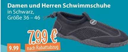 Damen und Herren Schwimmschuhe in Schwarz, Größe 36 – 46